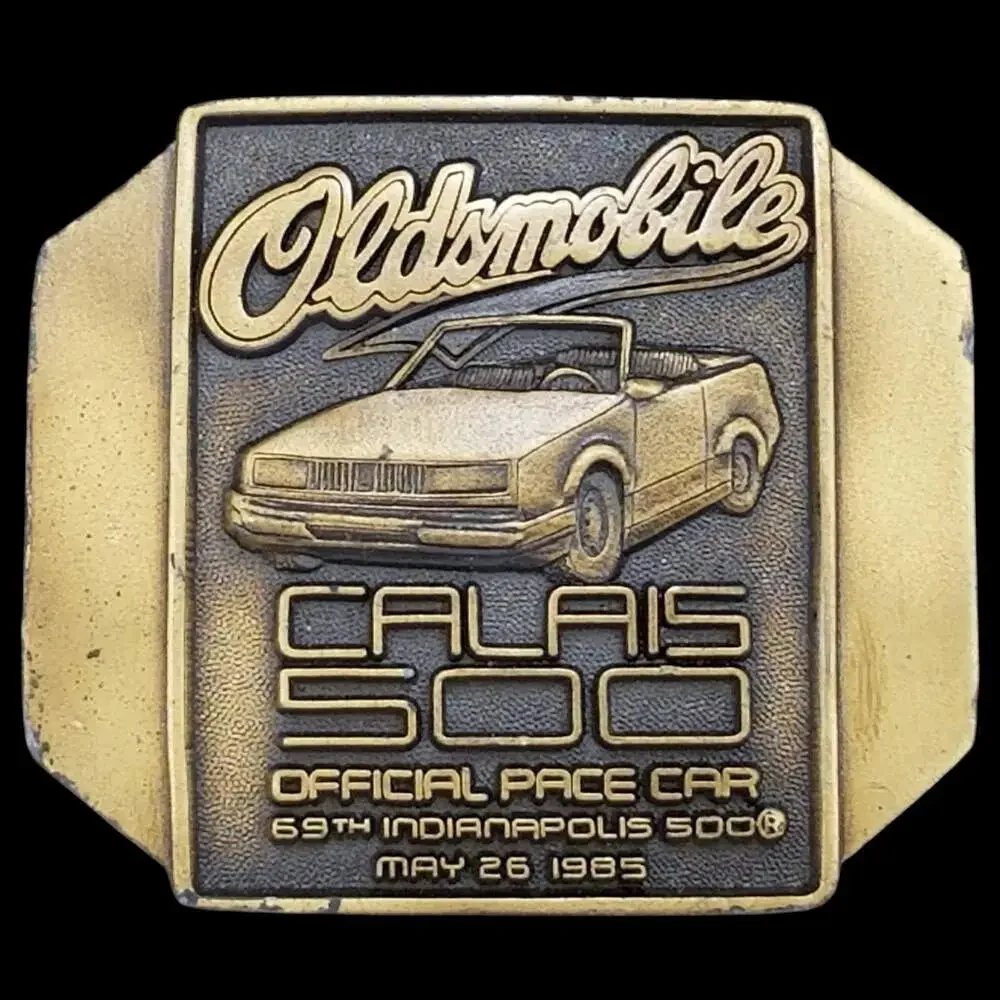 Vintage Belt Buckle Oldsmobile Calais 500 Indianapolis 500 Pace Car‎ May 26 1985
